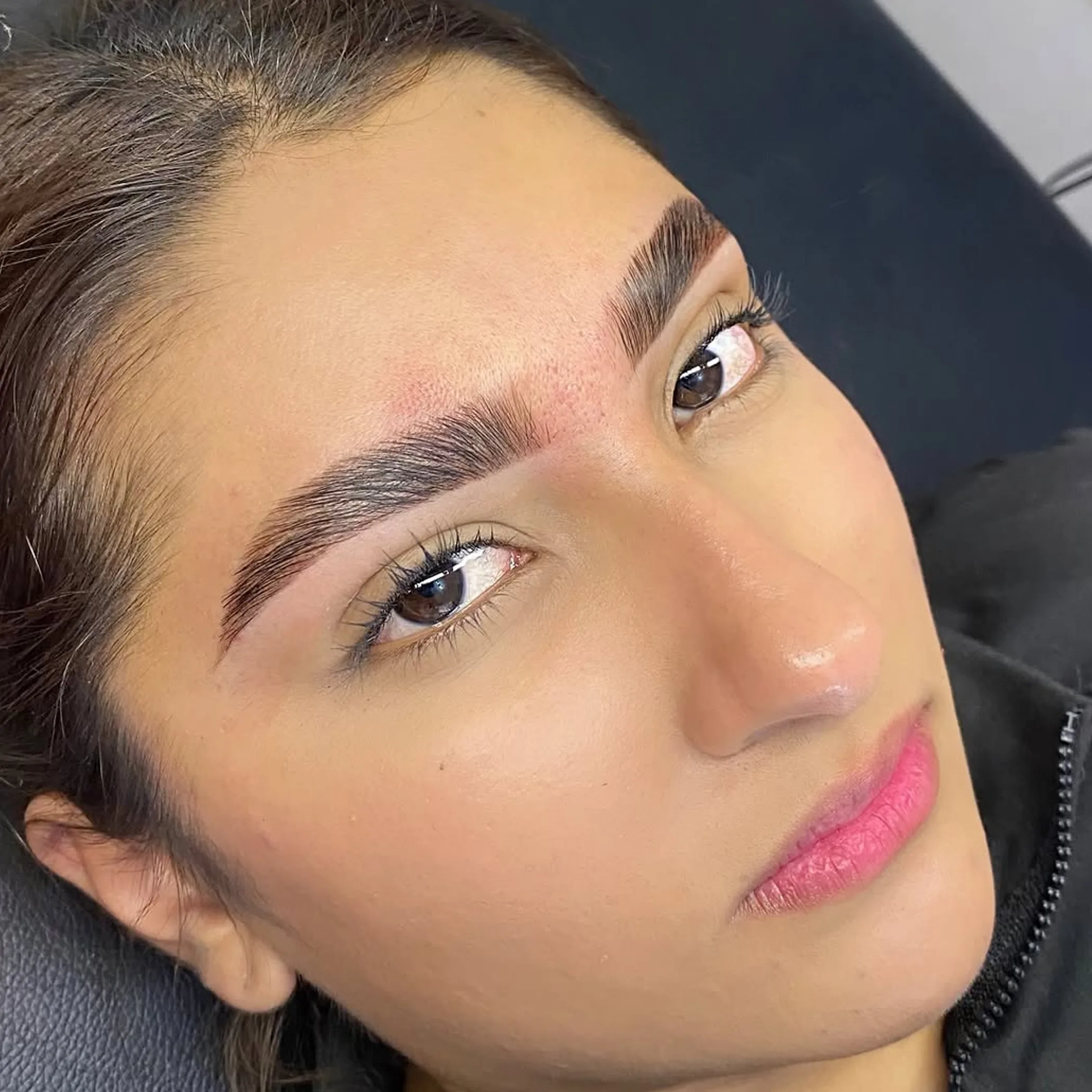 feather-style eyebrow enhancement close-up