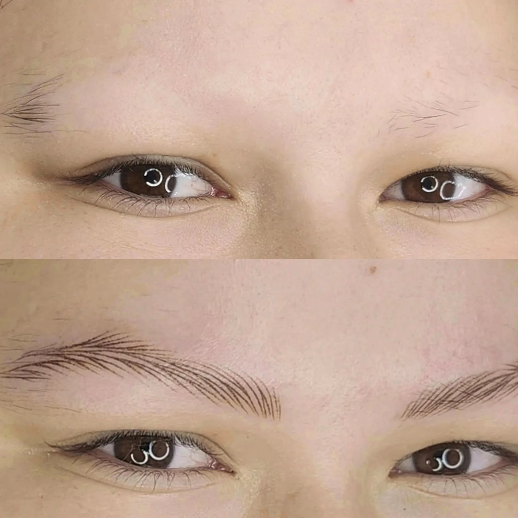 feather-style eyebrow enhancement close-up