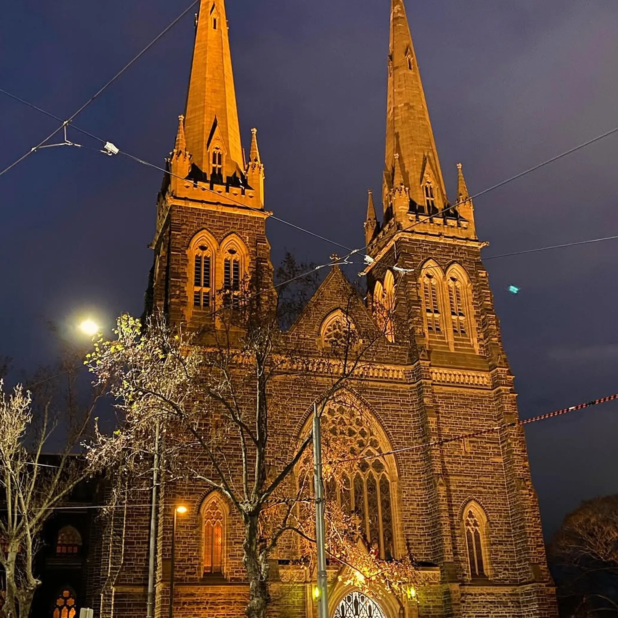 st patrick cathedral melbourne at night