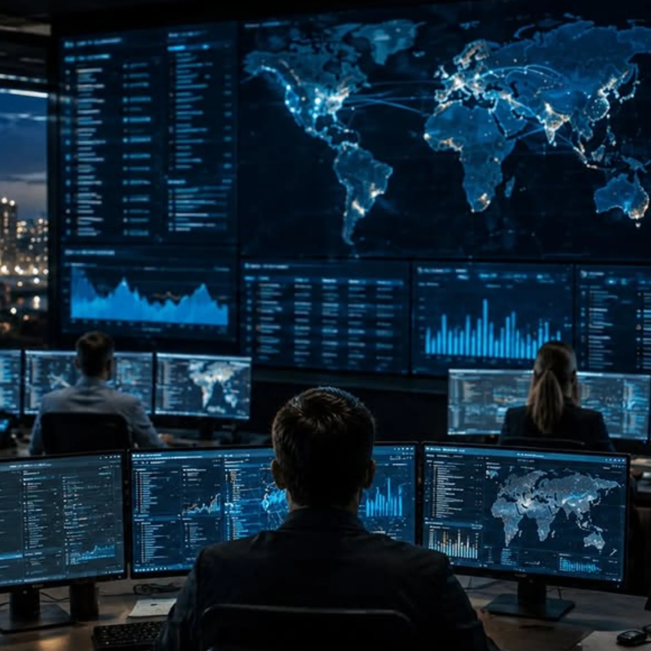 cybersecurity monitoring on computer screen