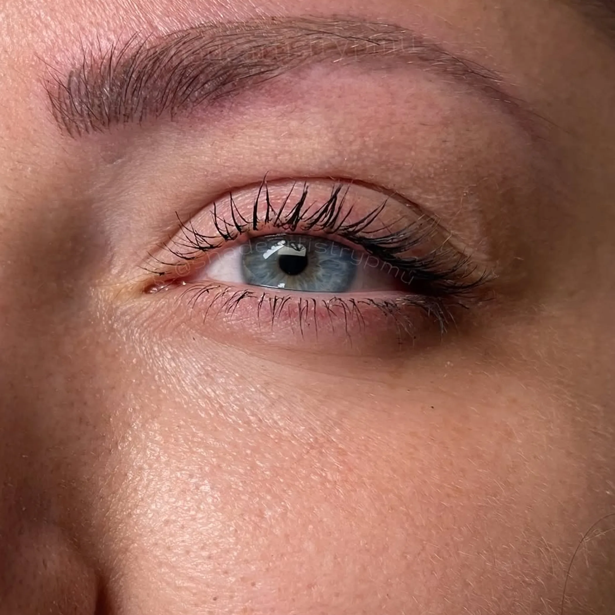close-up of enhanced eyebrows comparison