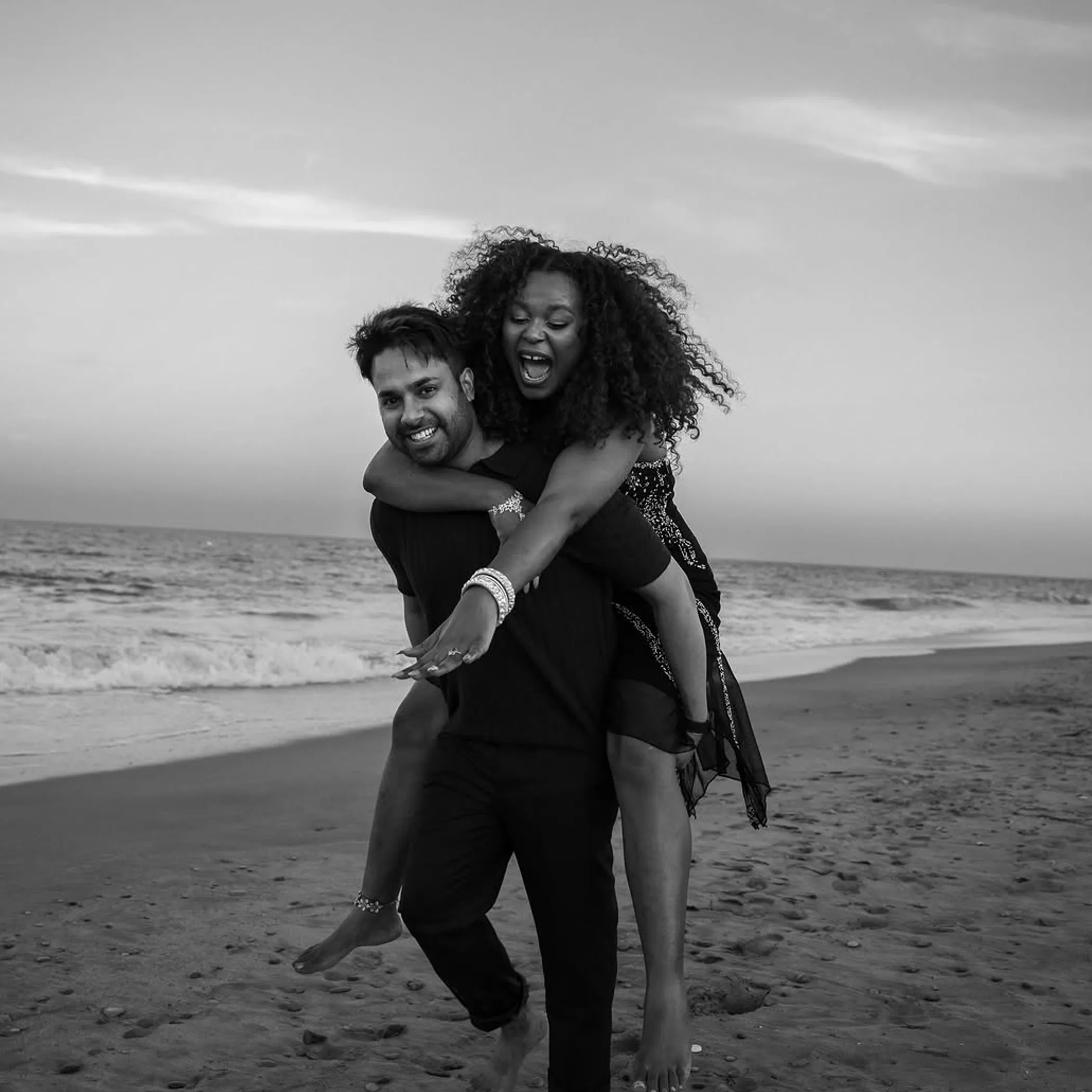 romantic beach proposal scene