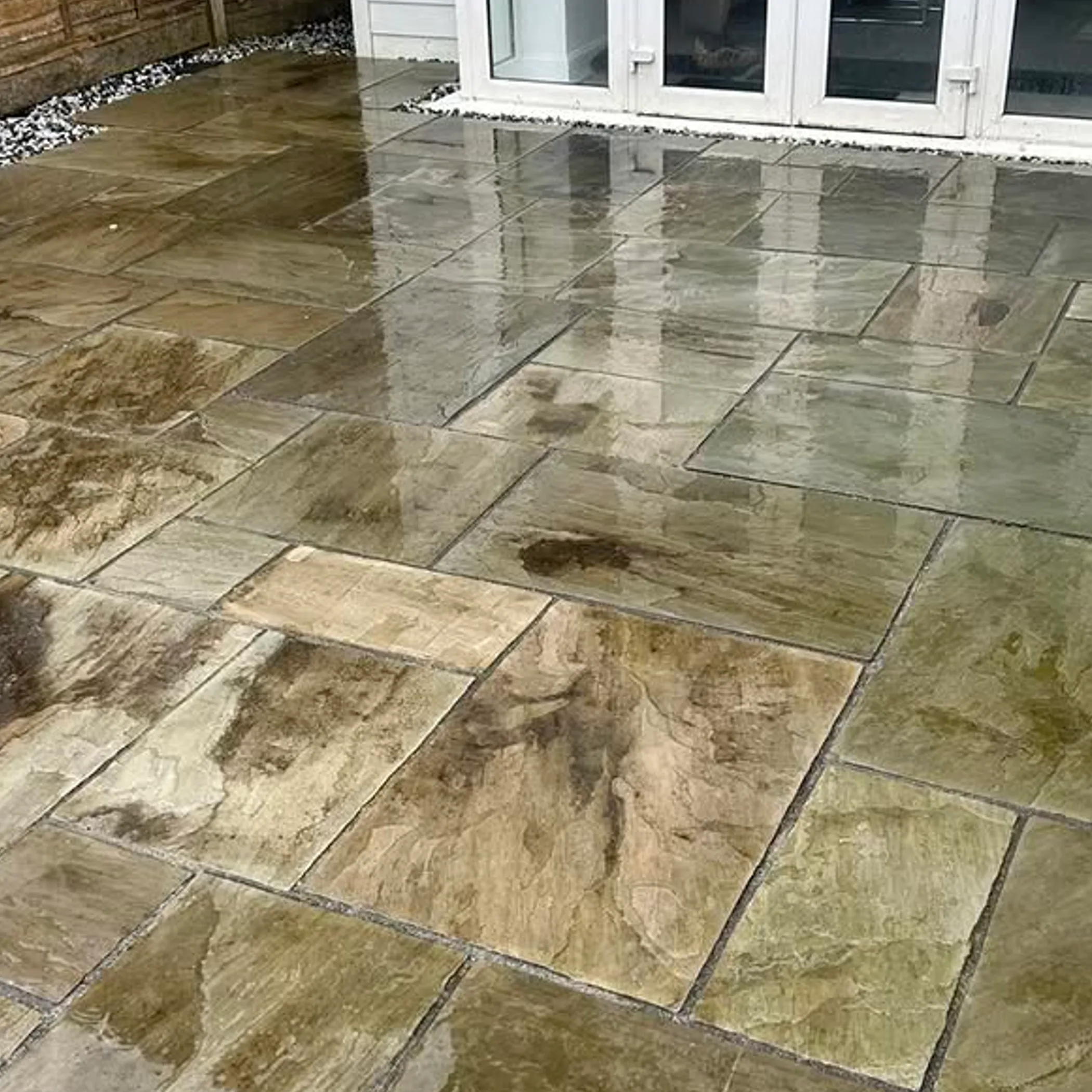 outdoor patio being cleaned
