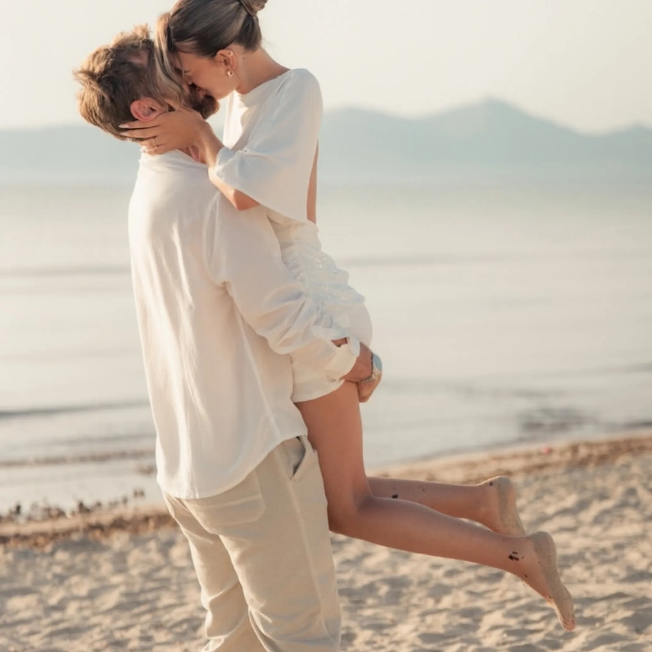 romantic beach proposal setting