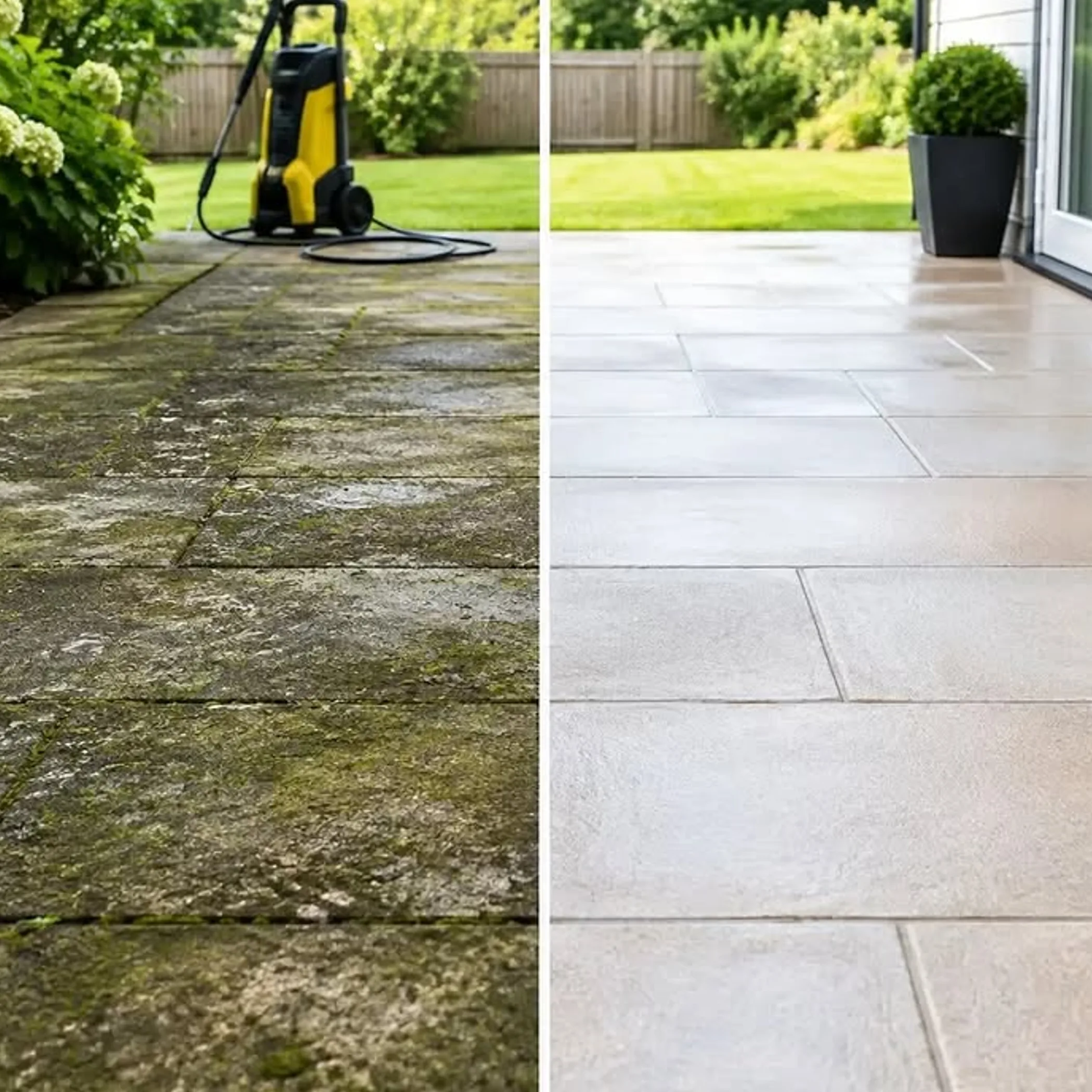 patio before and after washing