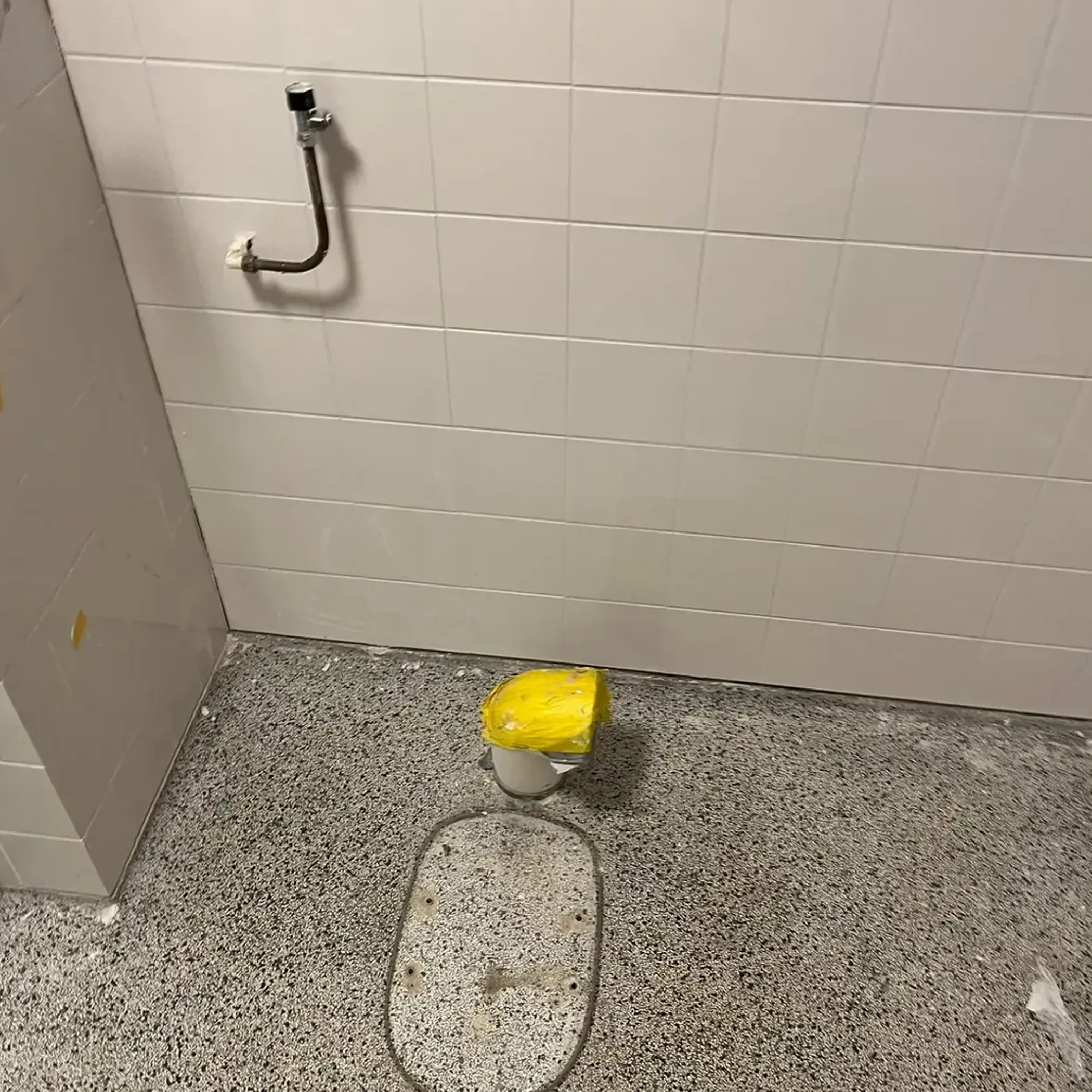 bathroom plumbing fixtures and floor drain