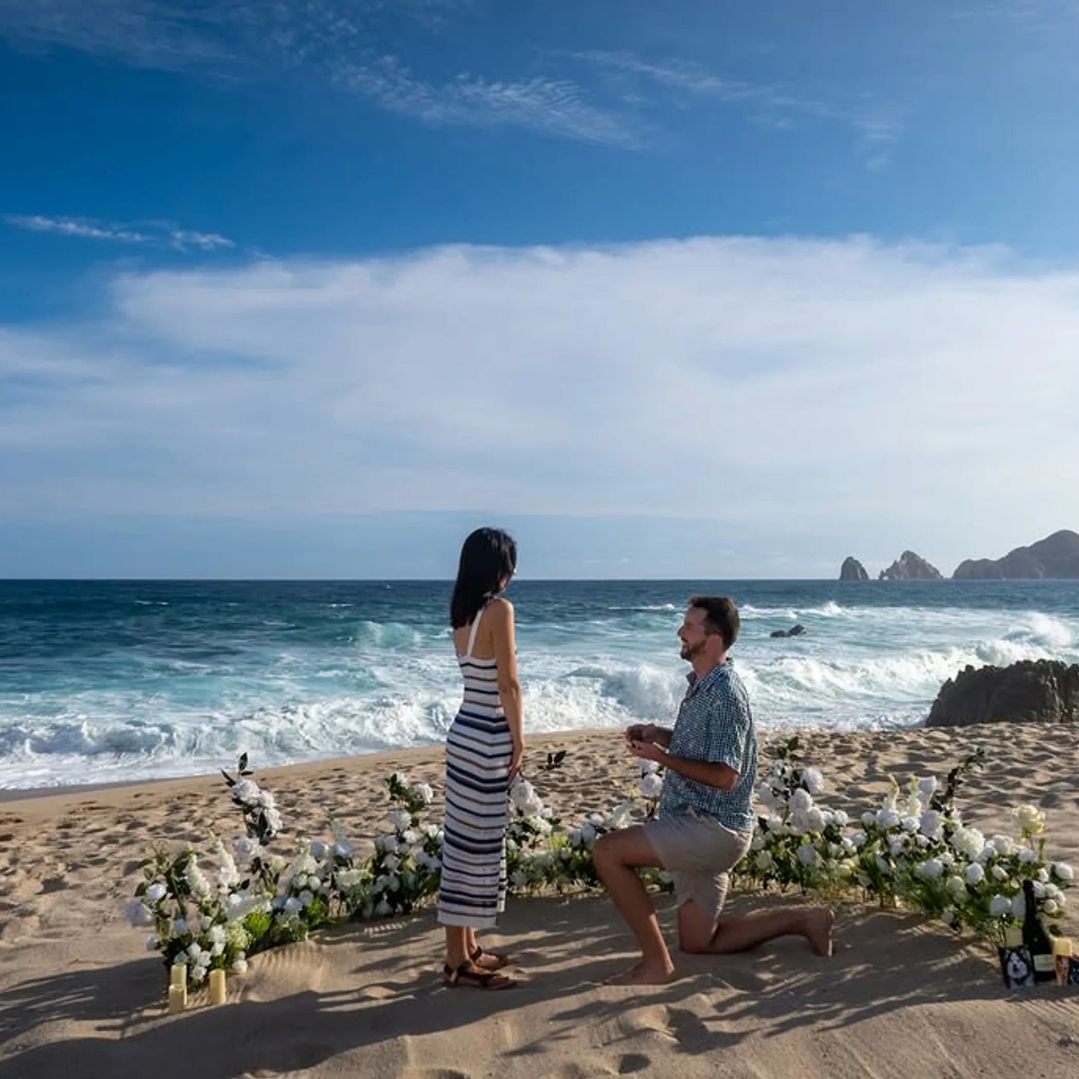 beach proposal scene