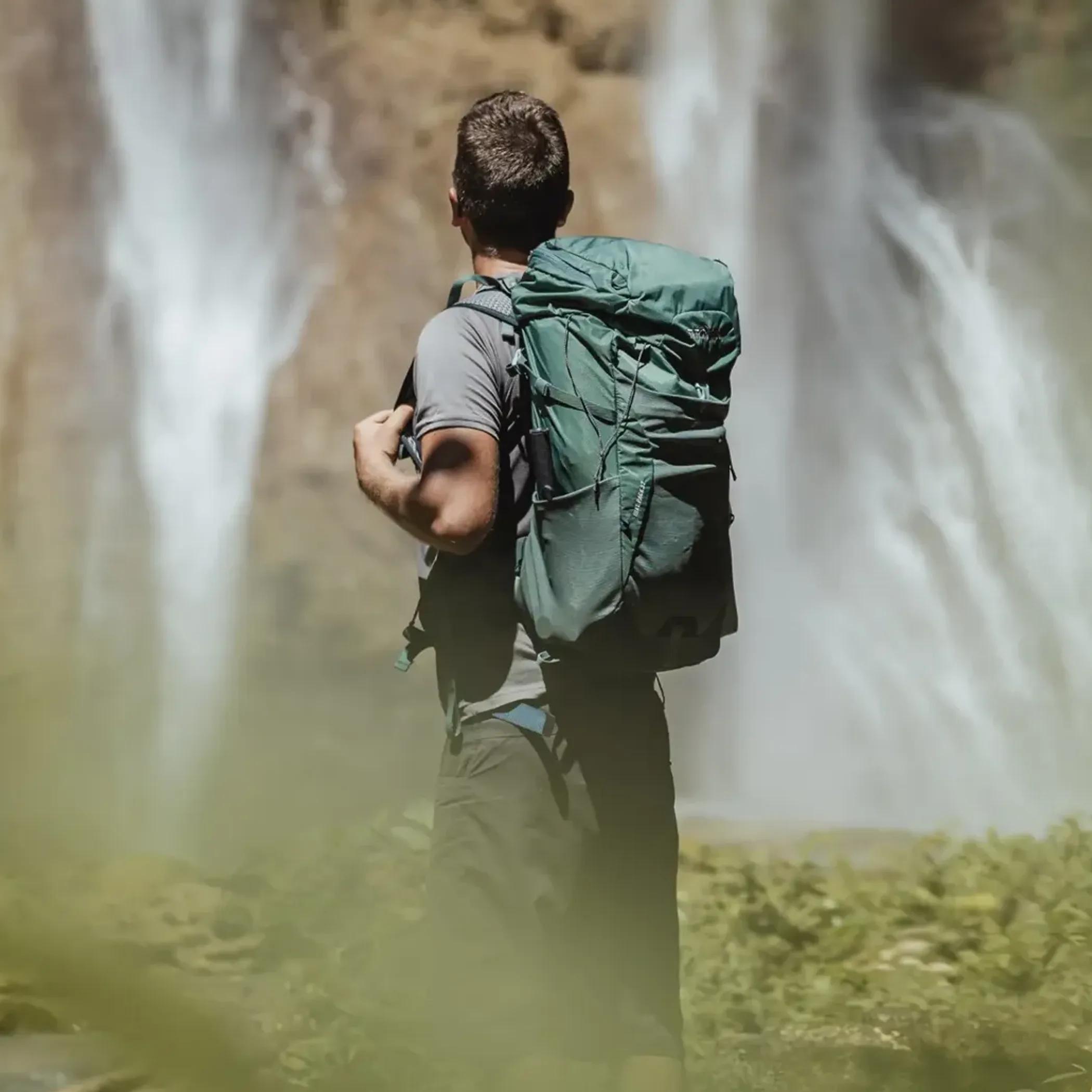 hiking gear in use